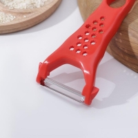 Овощечистка двухсторонняя &laquo;Скраб&raquo;, 18 см, цвет красный