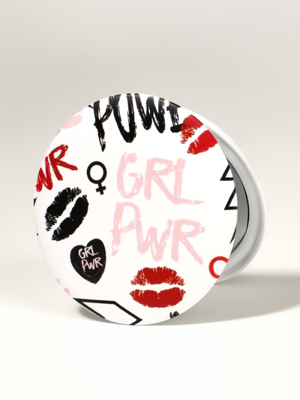 Зеркало складное круг (2) c/увел d7,5см GRL PWR белый пласт пакет QF