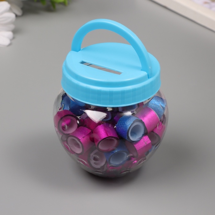 Клейкая лента пластик в банке "Глори. Синий, фиолет" н-р 40 шт 1,2 см, дл.0,9 м 7х7х9 см   1026569