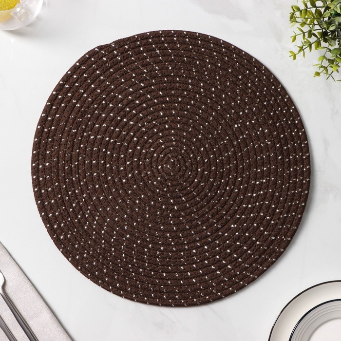 Салфетка сервировочная на стол Доляна &laquo;Блеск&raquo;, d=38 см, цвет коричневый