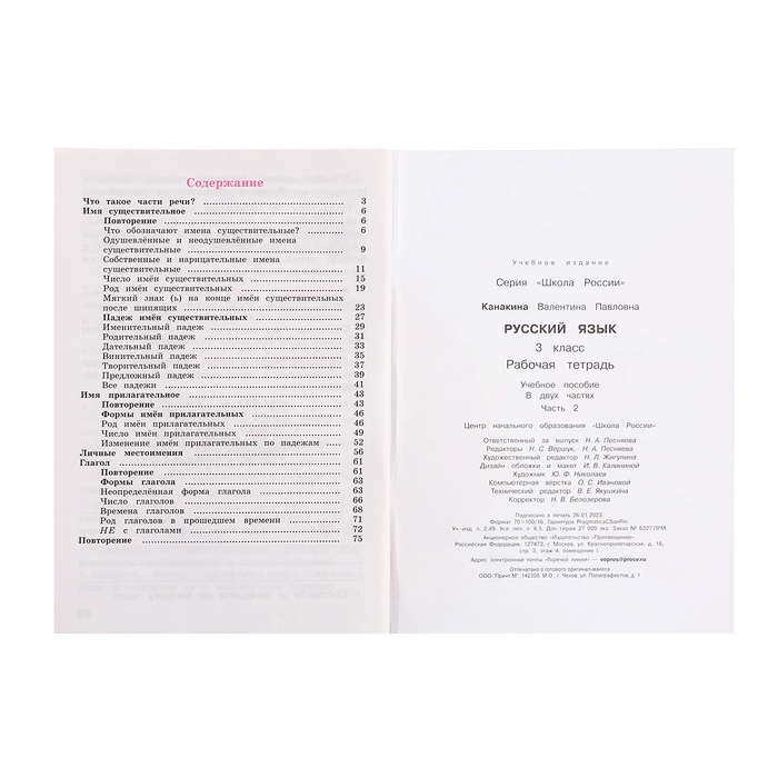 Рабочая тетрадь &laquo;Русский язык&raquo;, 3 класс, 2 часть, Канакина В. П., Школа России