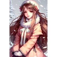 Новогодняя алмазная мозаика с частичным заполнением на холсте &laquo;Новый год. Снежная красавица&raquo;, 20 х 30 см