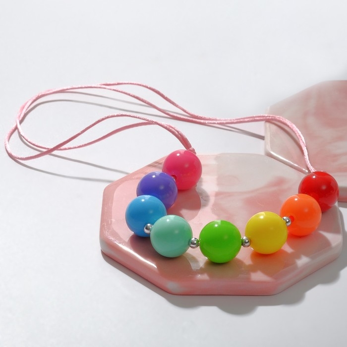 Бусы детские &laquo;Выбражулька&raquo; радуга, 8 бусин, цветные в серебре