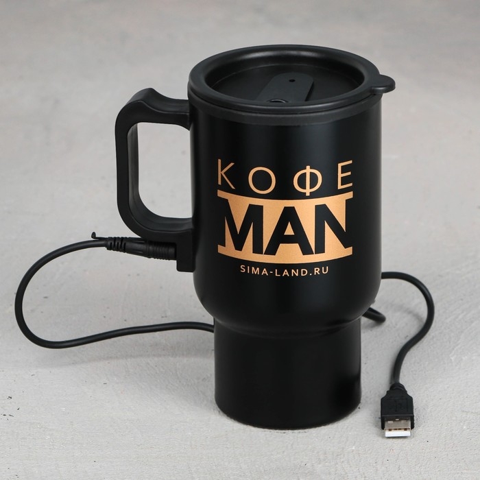 Термокружка с USB &laquo;Кофе man&raquo;, 450 мл