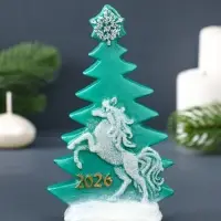 Свеча фигурная "Ёлка с барельефом" 7,5х4х12,5 см, цв. зелёный