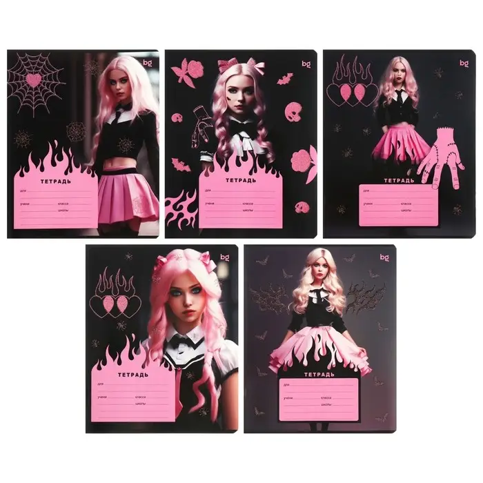 Тетрадь 12 листов в клетку, Cutie, обложка мелованный картон, МИКС