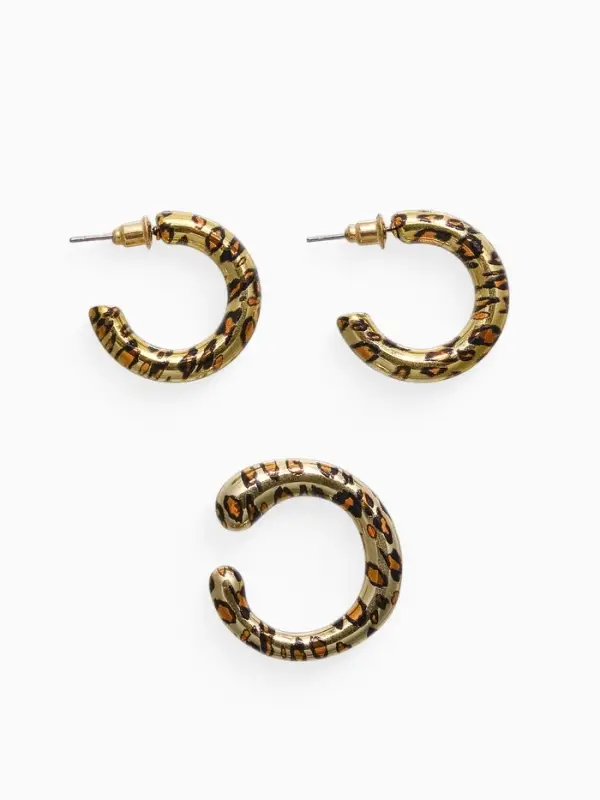 Набор серьги и каффы "Леопард", цвет золото