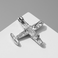 Брошь &laquo;Самолёт&raquo; туристический, цвет белый в серебре