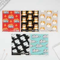 Тетрадь в клетку, 48 л., А5, на скрепке, блок №1 &laquo;Котики приколы&raquo; МИКС