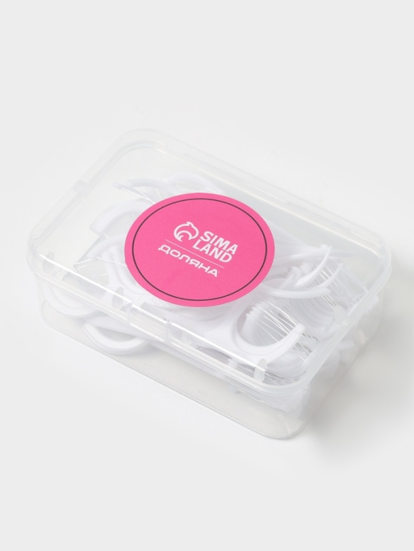 Зубочистки с зубной нитью Доляна, набор 50 шт., пластик, шелковина, белые