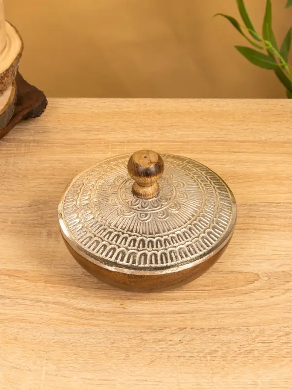 Сахарница "Алюм" 15х15х11 см, алюминий, дерево