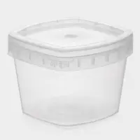 Контейнер пищевой ПластоС, 280 мл, d=11 см, h=7 см, с герметичной крышкой, пластик, прозрачный