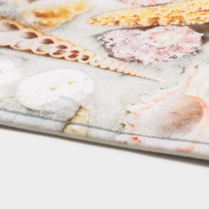 Коврики для ванной и туалета Доляна &laquo;Ракушки&raquo;, 2 шт: 45&times;36 см, 75&times;44 см