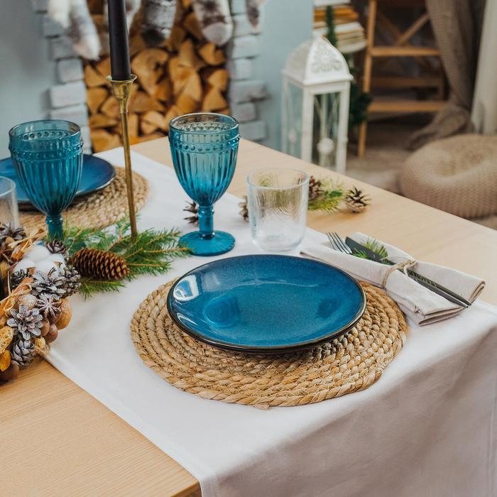 Тарелка керамическая обеденная &laquo;Лунная тропа&raquo;, d=21 см, цвет синий