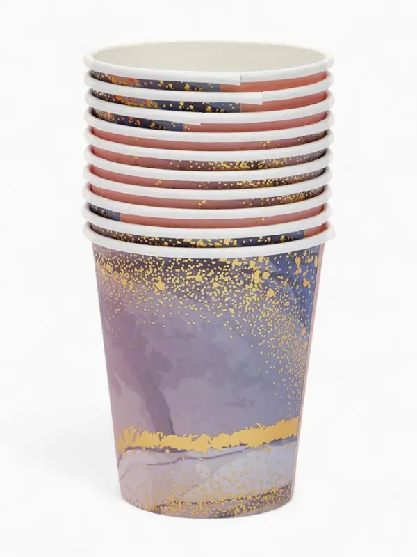 Набор стаканов мрамор розовый 250 мл (10 шт)