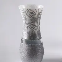 Ваза &laquo;Соблазн&raquo;, волна, h=25.5 см, стекло, бело-серебристая