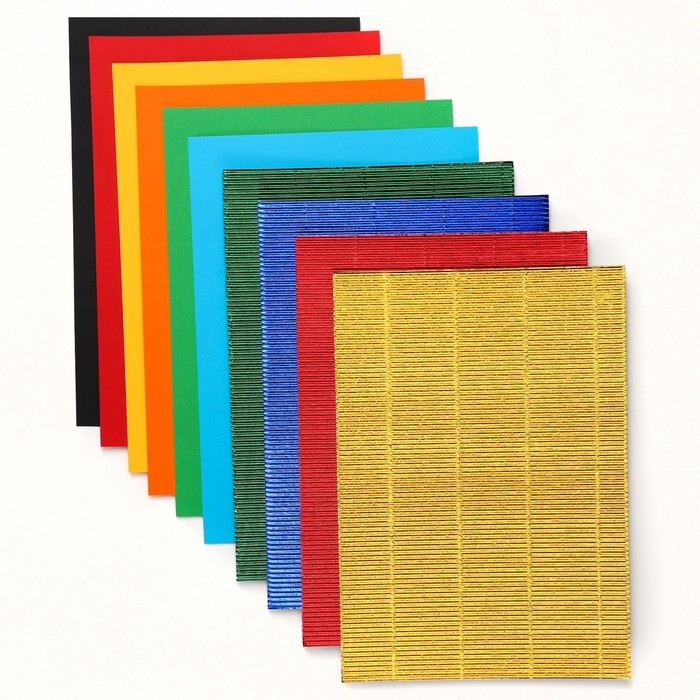 Картон цветной гофрированный, А4, 10 листов, 10 цветов, немелованный, двусторонний, в папке, 230 г/м&sup2;, Щенячий патруль