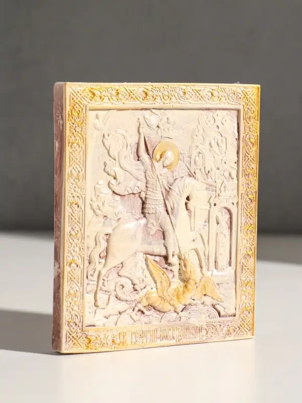 Икона с подвесом " Георгий победоносец" размер 12х10х2 см,гипс, роспись