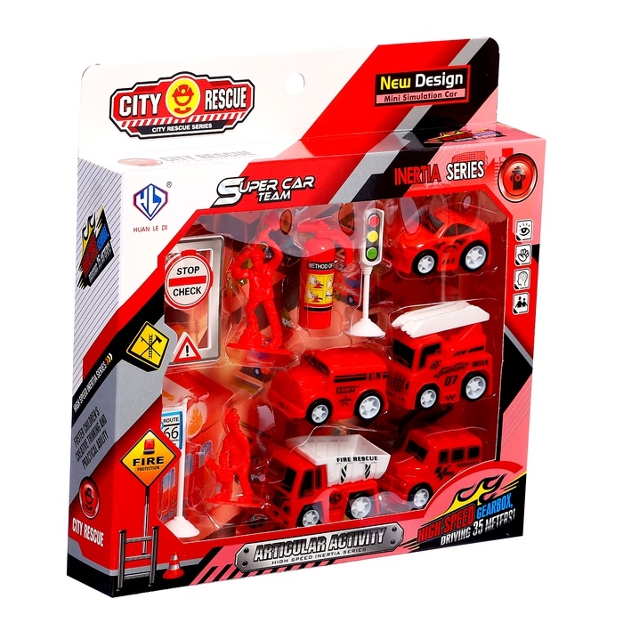 Набор детских машинок &laquo;Пожарная служба&raquo;, инерция, 5 шт., аксессуары