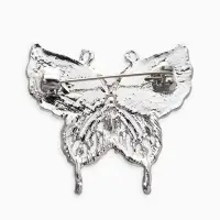 Брошь "Бабочка", цвет бело-голубая в серебре