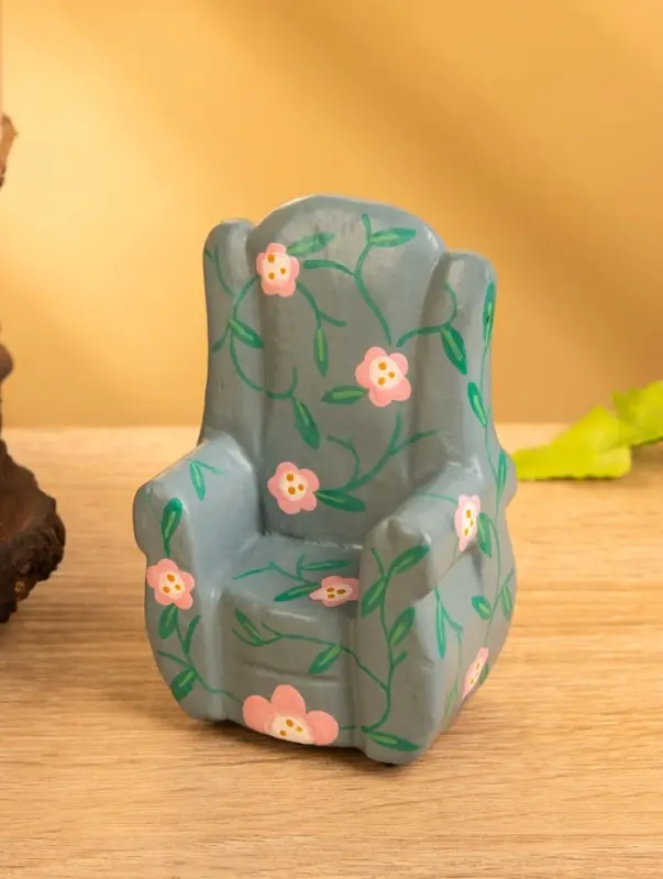 Сувенир дерево "Кресло с цветами" цв. зелёный, 6х5х9,5 см