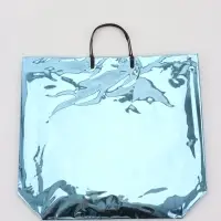 Пакет подарочный ПВХ, голография, голубой, пластиковая ручка, 44&times;33&times;12 см