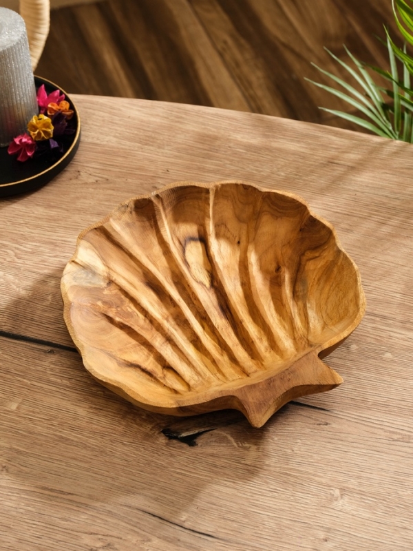 Тарелка "Морская раковина" дерево Джати, 25х25х5 см, цв. коричневый