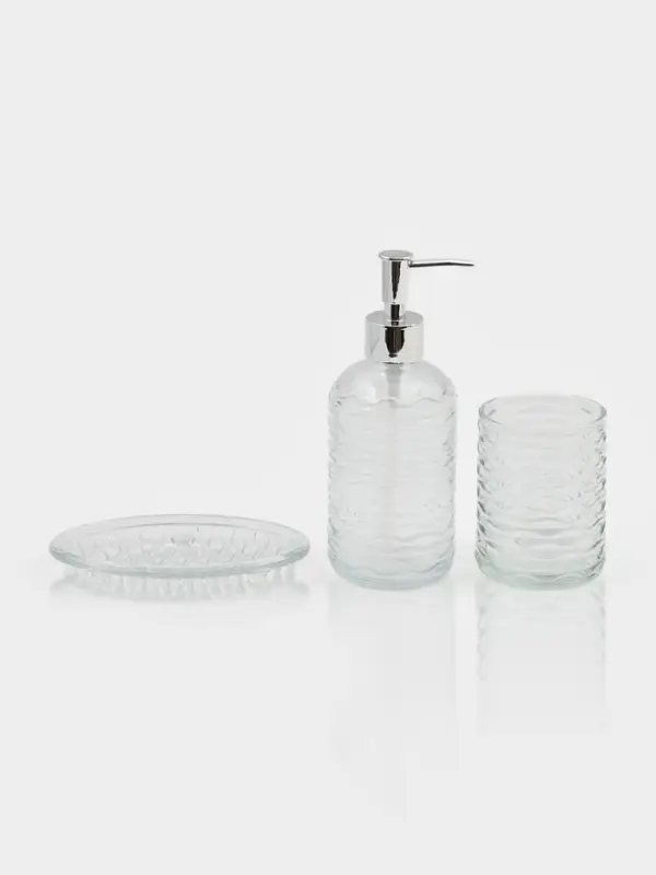 Набор для ванной "Перелив", 3 предмета (дозатор для мыла, стакан, мыльница)