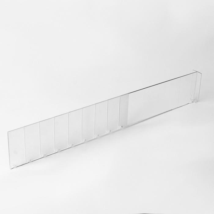 Пластиковый обламывающийся разделитель c передним ограничителем 60 мм, 185-385&times;20&times;60 мм