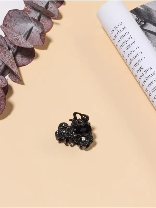 Крабик для волос &laquo;Чёрный ажур&raquo;, цветок, 2.3 см