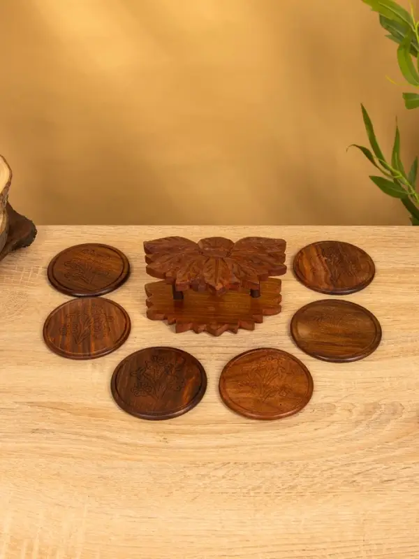 Подставка под горячее "Цветок" (набор 6 шт), 14х10х6 см, дерево шишам