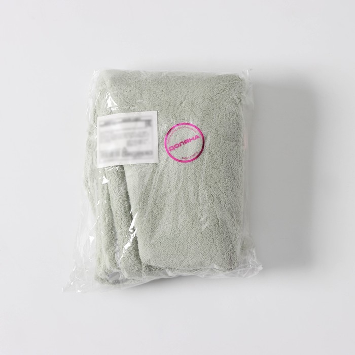 Чалма для сушки волос Доляна &laquo;Ушки&raquo;, микрофибра, с пуговкой, цвет розовый