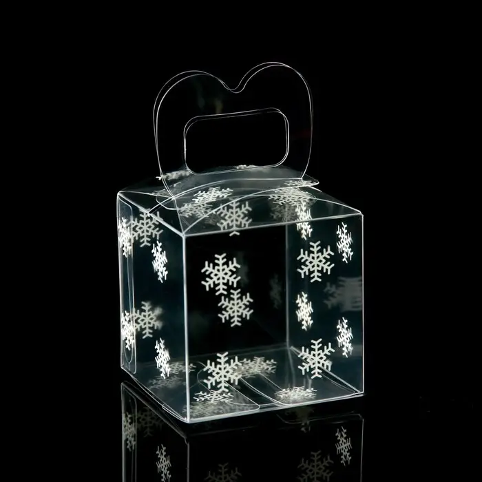 Коробка подарочная новогодняя складная ПВХ &laquo;Снежинки&raquo; 5&times;5&times;5 см