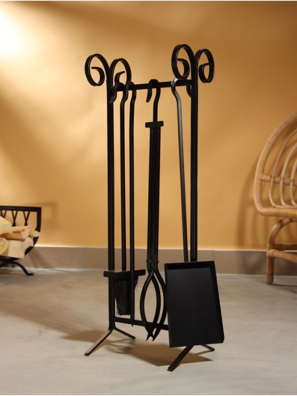 Каминный набор "Дача" сталь, 4 предмета, 24х20х71 см