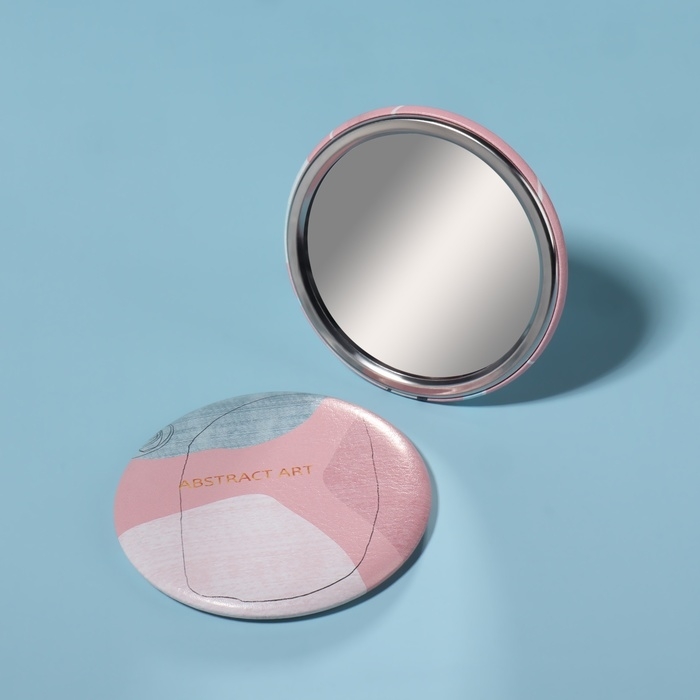 Зеркало карманное &laquo;Надписи&raquo;, d = 7,5 см, искусственная кожа, рисунок МИКС