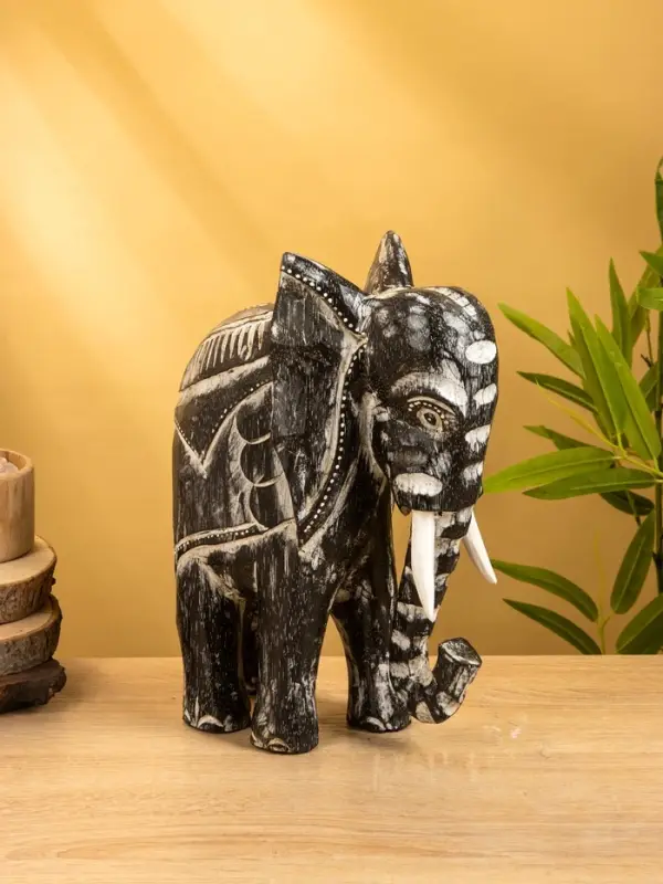 Сувенир "Слон" дерево 24х9х30 см, цв. чёрно-белый