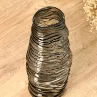 Ваза стекло настольная "Ванесса" полосы, 30х12 см, серый