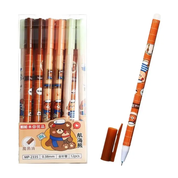 Ручка гелевая со стираемыми чернилами, стержень синий, 0.38 мм, корпус &laquo;Медвежонок&raquo;, МИКС