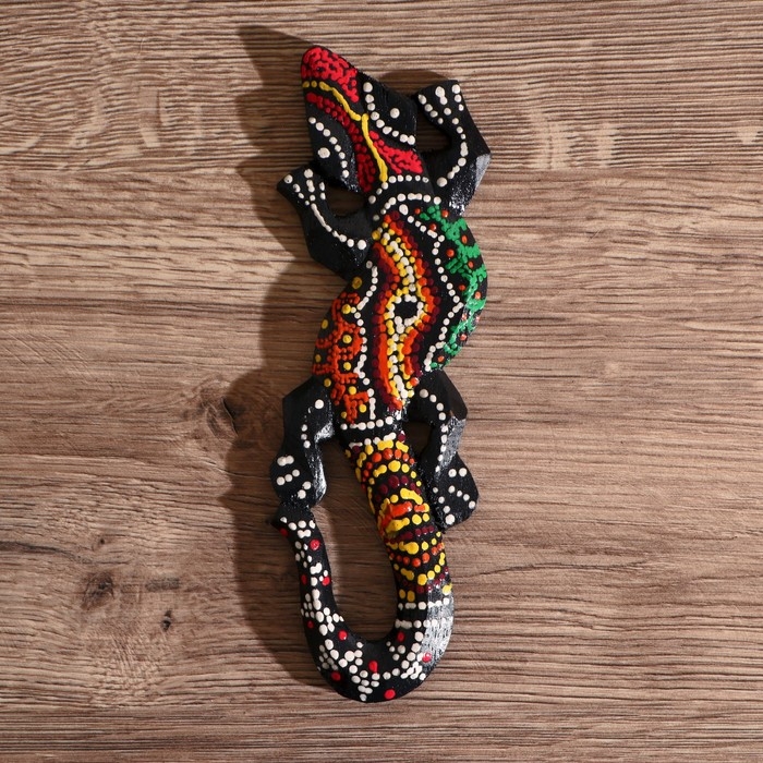 Панно настенное "Геккон цветной" дерево 20х6х1 см