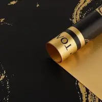 Плёнка упаковочная для цветов &laquo;Мрамор&raquo;, матовая, черно-золотая , 57 х 57 см