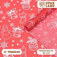 Бумага упаковочная тишью, новогодняя упаковка &laquo;Новогодний праздник&raquo;,50&times;66 см