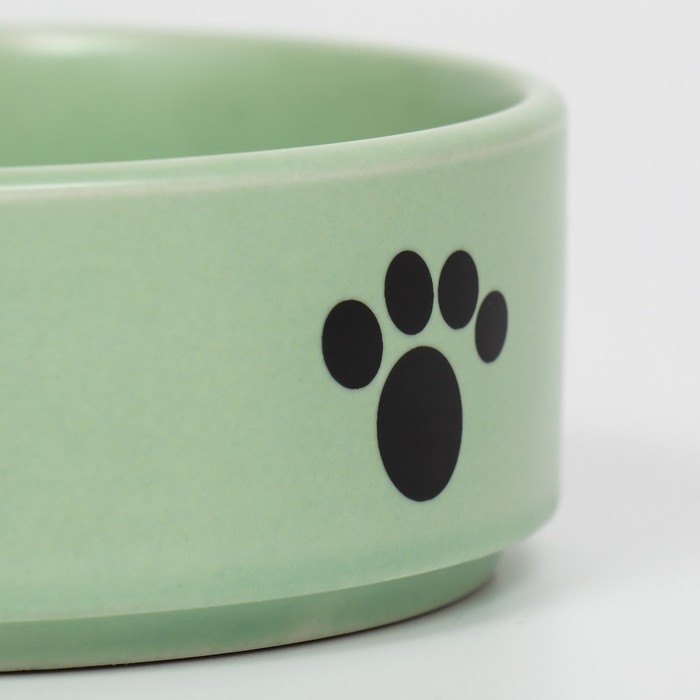 Миска керамическая матовая "Лапки" 200 мл, 10,5 х 4 см, мятная