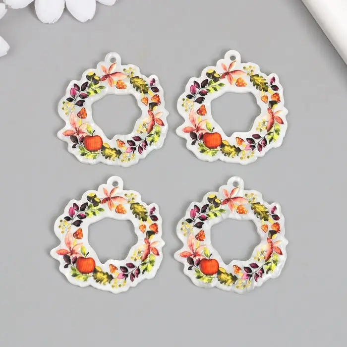 Декор для творчества акрил "Веночек с яблоками и грибами" 0,2х4х4,1 см