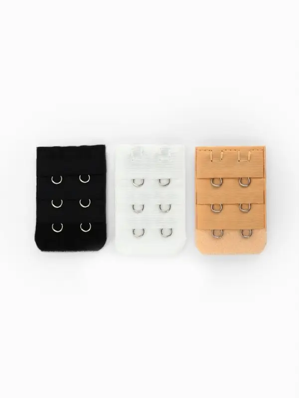 Застёжка для бюстгальтера, удлинитель, 3 ряда 2 крючка, 3.2&times;5 см, 3 шт.