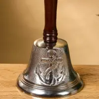 Колокольчик "Якорь" алюминий, с деревянной ручкой 12х12х24 см