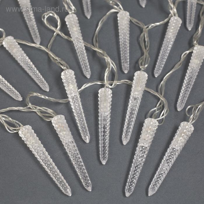 Гирлянда &laquo;Нить&raquo; 5 м с насадками &laquo;Сосульки граненые&raquo;, IP20, прозрачная нить, 20 LED, свечение мульти (RG/RB), мигание, 220 В