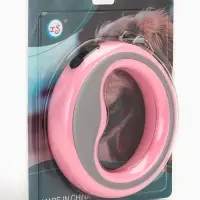 Рулетка - поводок для собак, лента 3 м, розовая/серая