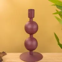 Подсвечник на 1 свечу "Баклажан" с 2 сферами 8,5х8,5х18 см