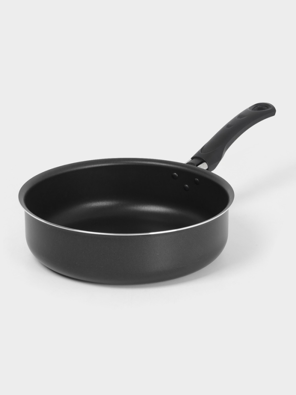 Сотейник Promo, 2.8 л, d=24 см, стеклянная крышка, антипригарное покрытие, алюминий, чёрный