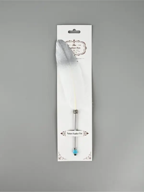 Перо белое с серебром (наконечник ручка), дл.25 см